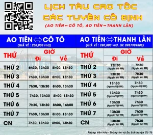 Lịch tàu cao tốc các chuyến cố định đi Cô Tô 2025